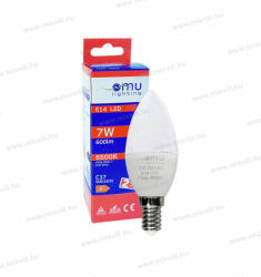 OMU Lighting LED izzó E14 C37 gyertya 7W 600lm 6500K hideg fehér garancia 2 év (LBE14C377.06006500)