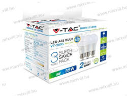 V-TAC SKU-7266 Led izzó E27 5W 420lm V-TAC A55 2700K meleg fehér 200° sugárzási szög 3db (7266)