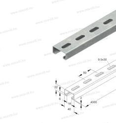 Niedax 2986/2 FL C-sín C Profil SW18 mm, 40x22x2000 mm t_0, 75 mm (2986/2 FL)
