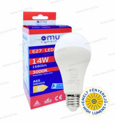 OMU Lighting LED izzó E27 A65 14W 1680lm 3000K meleg fehér garancia 3 év (LBE27A651416803000)