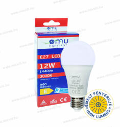 OMU Lighting LED izzó E27 A60 12W 1440lm 3000K meleg fehér emelt fényerejű garancia 3 év (LBE27A601214403000)