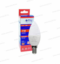 OMU Lighting LED izzó E14 C37 gyertya 7W 600lm 3000K meleg fehér garancia 2 év LBE14C377.06003000 (LBE14C377.06003000)