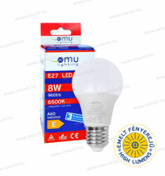 OMU Lighting LB LED izzó E27 A60 8W 960lm 6500K hideg fehér emelt fényerejű 3 évgarancia (LBE27A608.09606500)