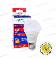 OMU Lighting LB LED izzó E27 A60 8W 960lm 4000K természetes fehér emelt fényerejű 3 év (LBE27A608.09604000)