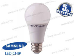 V-TAC SKU-233 LED lámpa E27 gömb A60 11W 6400K 1055lm 200° vil. szög Samsung Chip 5 év garancia A+ (233)