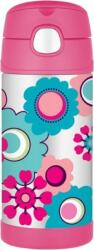 Thermos FUNtainer Термо бутилка със сламка, цветя, 355 мл, розова (120011)