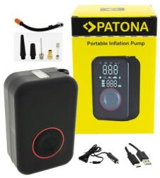 PATONA elektromos légszivattyú 10, 3 bar 150 PSI hordozható akkumulátoros kompresszor LED fény SOS fény power bank autóhoz e-bike motorhoz, táskával együtt (PT-4223)