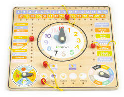 Homelux Tablă didactică interactivă din lemn cu calendar și ceas (ESC-W-036)