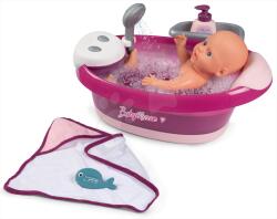 Smoby Kiskád játékbabának folyó vízzel elektronikus Violette Baby Nurse Smoby pezsgőfürdővel és Led fénnyel 42 cm játékbabának (SM220362)