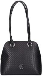 Karen fekete / nyomott mintás rostbőr női válltáska 1686 odeta