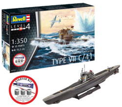 Revell Starter Kit German Submarine Type VII C/41 (75154) 1: 350 makett tengeralattjáró (75154)