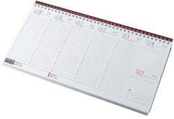 REALSYSTEM Asztali naptár kép nélküli REALSYSTEM fekvő fehér lapos bordó 2026 (7931-09) - papir-bolt