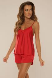 De Lafense Cordelia vállpántos női szaténpizsama, piros, XXL