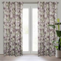 Takoy Puha bársony sötétítő függöny TESSA festett lila virágok motívummal 140 x 250 cm