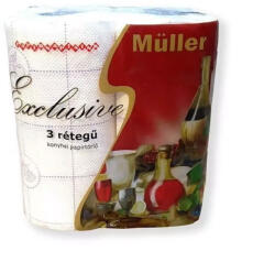 MÜLLER Háztartási papírtörlő kéztörlő 3 rétegű 2 tekercses Exclusive fehér (9354) - bestoffice