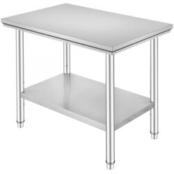 VEVOR Inox ipari konyhaasztal 90x60x80 cm 260 kg teherbírású nagykonyhai rozsdamentes bútor munkaasztal (00132473)