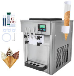VEVOR Csavaros fagyigép 1800W 3 íz, asztali fagylaltkészítő LCD vezérlés, automata tisztítás és előhűtés (TMSRBQLJAJWSYC2RIV2)