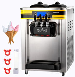 VEVOR Csavaros fagyigép 3 ízes, nagy kapacitású fagylalt készítő gép 22-30 liter/óra teljesítménnyel (S2230LHR2220V933VV2)