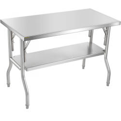 VEVOR Inox ipari asztal 122x61x85 cm 130 kg teherbírású nagykonyhai rozsdamentes bútor munkaasztal (00132503)
