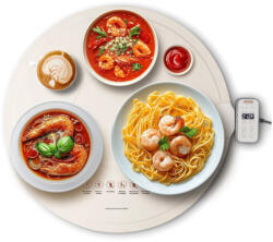 VEVOR Elektromos melegítő tálca 60 cm átmérőjű összetekerhető melegítő, bézs színben (DZKJRGBZN6005IIMBV2)