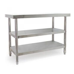 Royal Catering Inox munkaasztal 2 polccal 120x60cm rozsdamentes konyhai pult saválló anyagból készült asztal