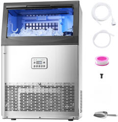 VEVOR Ipari jégkészítő 40, 82 kg/nap kapacitás beépíthető jégkockakészítő gép LED kijelzővel (SYYTSFBZBJX9121RQV2)