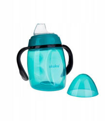 AKUKU Tanulópohár szilikon itatócsőrrel+pótcsőrrel, türkiz-fekete (280 ml/db) - babybear