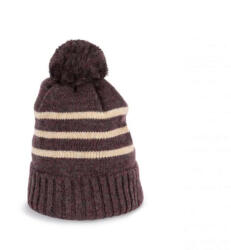 K-UP KP556 csíkos kötött sapka K-UP, Dark Rosewood Heather/Light Sand Heather-U (kp556drh-lsh-u)