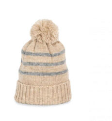 K-UP KP556 csíkos kötött sapka K-UP, Light Sand Heather/Light Grey Heather-U (kp556lsh-lgh-u)