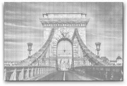  PontPöttyöző - Széchenyi lánchíd - Magyarország Méret: 40x60cm, Keretezés: Kartonlemezen, Szín: Kék