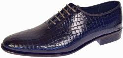 Ciucaleti LUX Pantofi eleganti barbati din piele naturala Havana Croco Lac Bleumarin Inchis, marimea 37