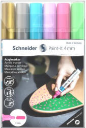 Schneider Dekormarker készlet, akril, 4 mm, SCHNEIDER "Paint-It 320", 6 különböző szín
