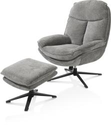  Fotoliu de relaxare Florence cu taburet gri inchis (48690-GRY)