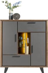  Comoda la semi-inaltime cu vitrina Cubo stejar 125/42/140 cm (45509-BOA) Comoda
