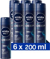 Nivea Deep Black Carbon, deodorant spray barbati, 6 x 200 ml (48653)