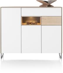  Comoda semi-inaltime Lindfield alb/stejar 160/42/135 cm (51559-LNO) Comoda