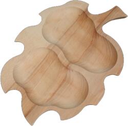 A T E L I E R 49 Platou din lemn pentru servire aperitive, 35x26 cm - rustic, tip frunza cu 2 compartimente (ATE49-PLF2CMP) Tava