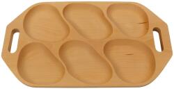 ATELIER 49 Platou din lemn pentru servire 6 compartimente, lemn de fag, 48x28 cm (ATE49-PLF6CMP) Tava