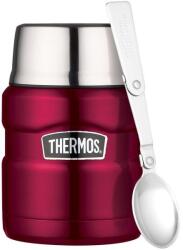 Thermos Termos Termoska pentru mâncare cu ceașcă și lingură pliabilă, 470 ml, zmeură