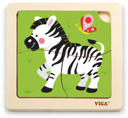 Viga Toys Fa képes kirakó puzzle Viga 4 db Zebra