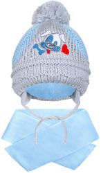 NEW BABY Téli gyermek sapka sállal New Baby kutyus világos kék - babamamakozpont