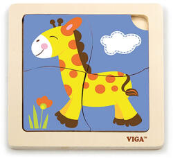 Viga Toys Fa képes kirakó puzzle Viga 4 db Zsiráf