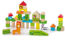 Viga Toys Fa építőjáték vödörben Viga Állatkert 50 db