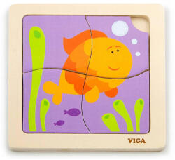 Viga Toys Fa képes kirakó puzzle Viga 4 db Halacska
