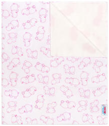 NEW BABY Vízálló flanel alátét New Baby vízilovak fehér- rózsaszín