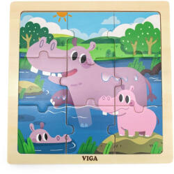 Viga Toys Fa képes kirakó puzzle Viga 9 db víziló