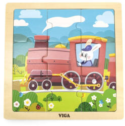 Viga Toys Fa képes kirakó puzzle Viga 9 db Vonat
