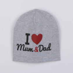NEW BABY Baba sapka New Baby I Love Mum and Dad szürke