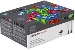 Winsor & Newton Promarker Brush kétvégű alkoholos ecsetfilc készlet - 48 db, essential collection set