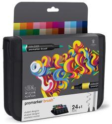 Winsor & Newton Promarker Brush kétvégű alkoholos ecsetfilc készlet - 24+1 db, student designer set, cipzáras tartóban